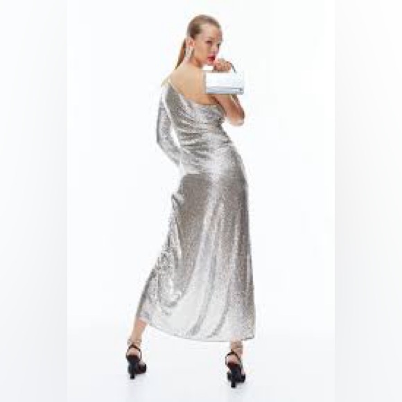 Silver Midi Sequin Dress - Picture 3 of 10